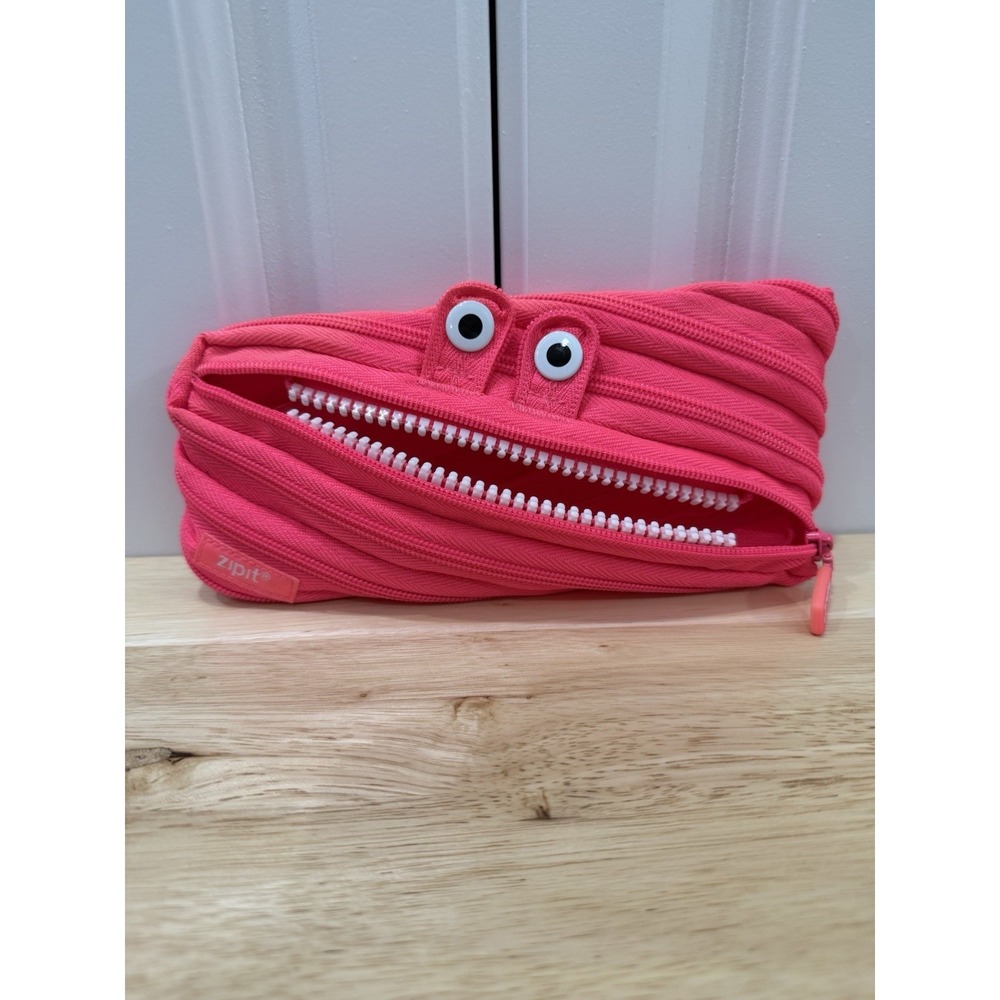 Zipit Pencil Pouch Monster Eyes Neon Hot Pink School Office
